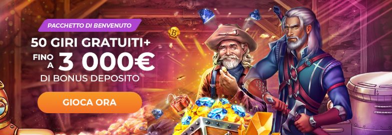 Ottieni 50 giri gratuiti e fino a 3000 euro di bonus benvenuto