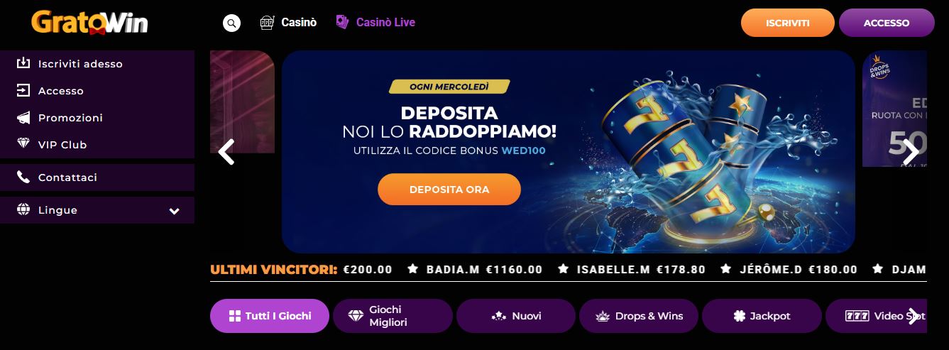 Visita la homepage e ottieni il bonus